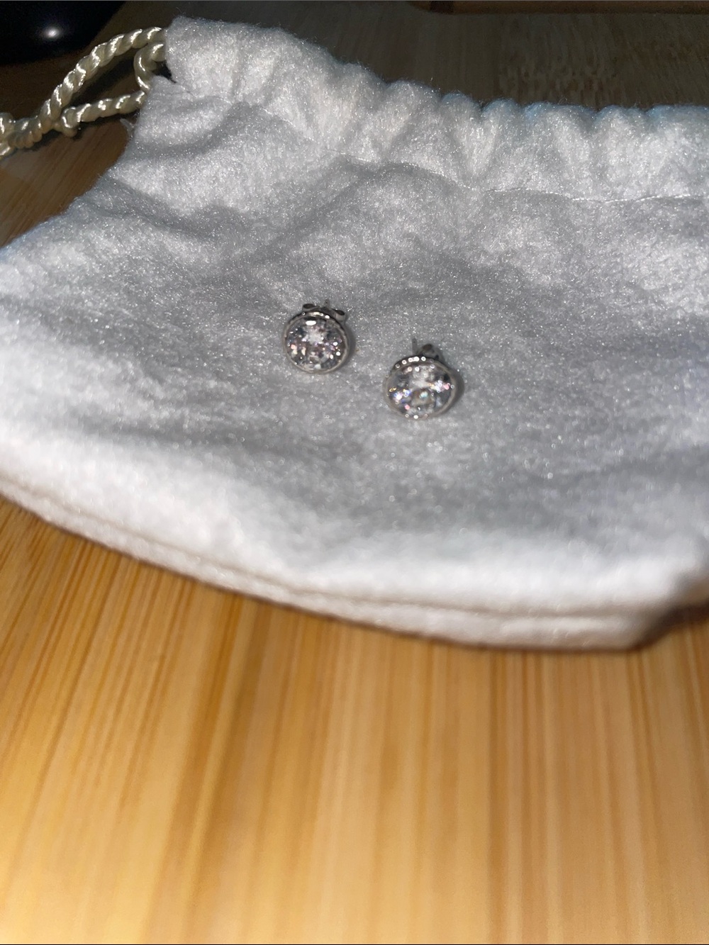 Jacmel JCM 14k white gold Diamonique Round Cut CZ Stud Post Earrings